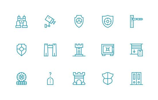 15 íconos para seguridad sistema en regular línea formato limpiar icono paquete vector