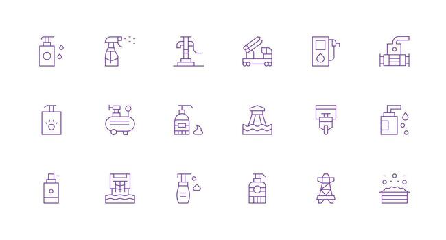 18 Icons for Pump in Minimal Line Format Simple Icon Pack vector
