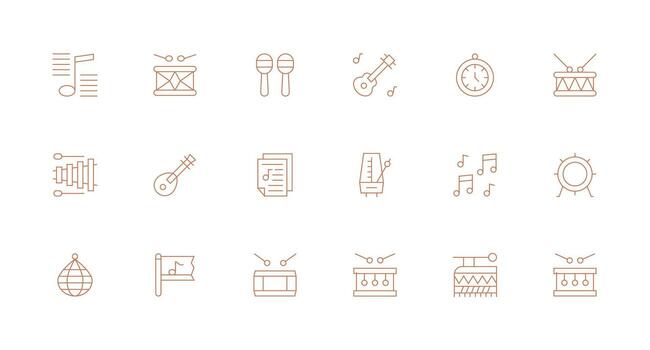 18 Minimal Line Icons for Rhythm Graphics Icon Set for Apps vector