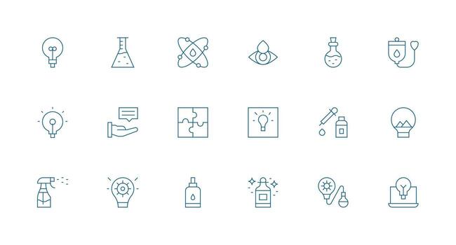 Solution including 18 Minimal Line Illustrations Core Icon Collection for Daily Tasks vector