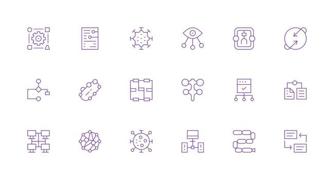 Data Flow Icon Collection with 18 Minimal Line Designs Flexible Icon System for Web Interfaces vector