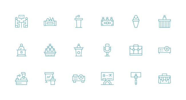 18 Minimal Line Style Icons from Conference Collection Clean Icon Collection for Web Use vector