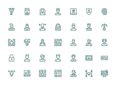 iniciar sesión icono conjunto con 35 regular limpiar línea gráficos inteligente icono colección vector