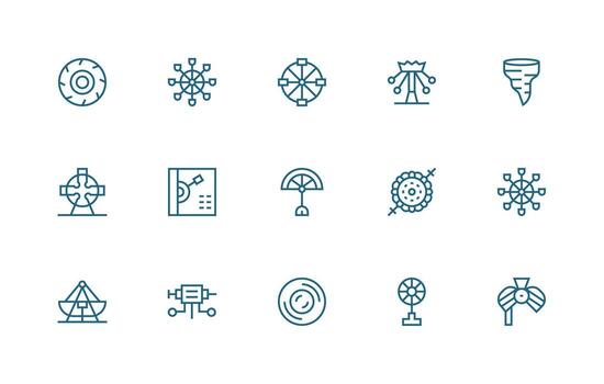 15 giratorio íconos en regular línea estético simplificado icono paquete para visual herramientas vector