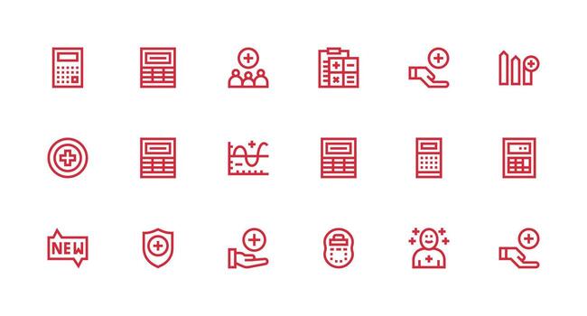 adición icono conjunto con 18 fuerte carrera línea gráficos organizado paquete para proyecto bienes vector