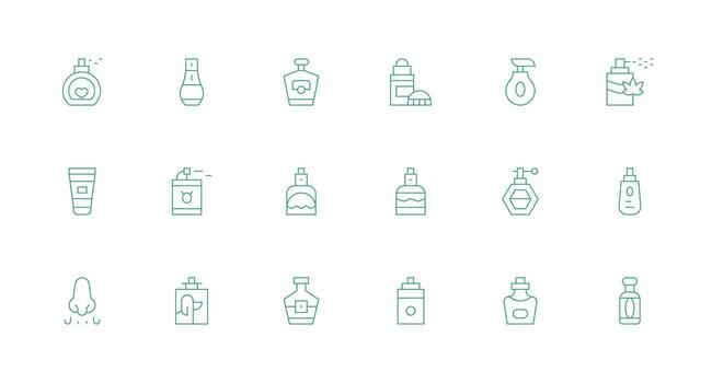 18 íconos para fragancia en mínimo línea formato limpiar conjunto para diseño prototipos vector