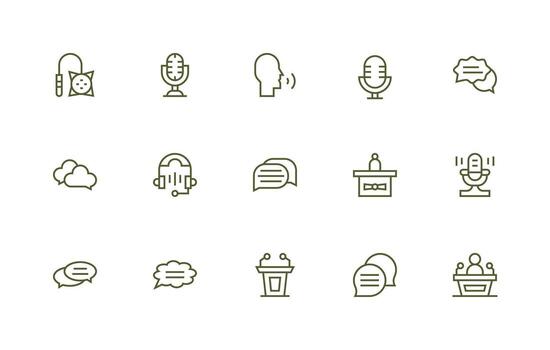 15 Regular Line Icons for Talk Graphics Lightweight Icon Series vector