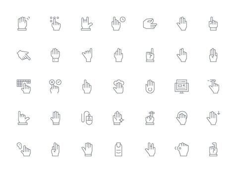 35 hacer clic íconos en ligero línea estético limpiar icono colección para web utilizar vector
