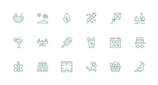 18 Minimal Line Vectors for Summer Theme Web and App Icon Pack Collection