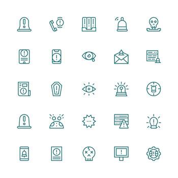 Critical featuring 25 Icons in Medium Stroke Outline Design UI Icon Set vector
