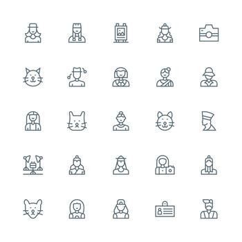 Portrait Set with 25 Medium Stroke Outline Icons UI and UX Focused Icon Collection vector