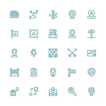 25 Icons for Route in Medium Stroke Outline Format Well-Structured Icons for Creative Use vector