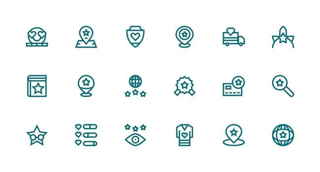 Recommended Set with 18 Strong Stroke Line Icons Scalable Icon Pack vector