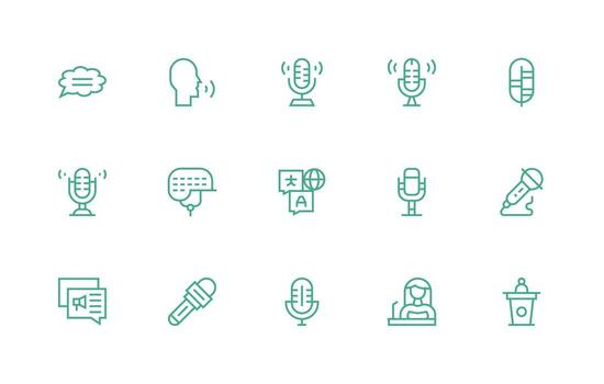 15 Regular Line Vectors for Speech Theme Versatile Icon Collection for Designers