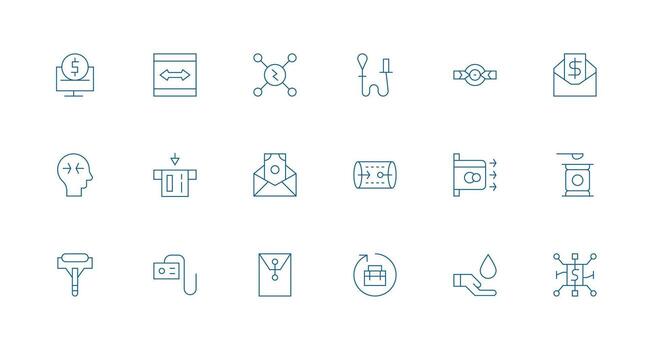 18 Minimal Line Style Icons from Transfer Collection Scalable Icons for Cross-Platform Interfaces vector