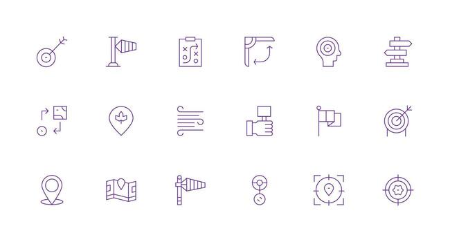 mínimo línea íconos desde dirección conjunto con 18 vectores interfaz icono colección para diario proyectos