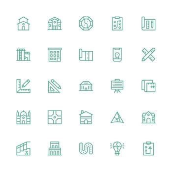 Plan Icon Set with 25 Medium Stroke Outline Graphics UI and UX Focused Icon Collection vector