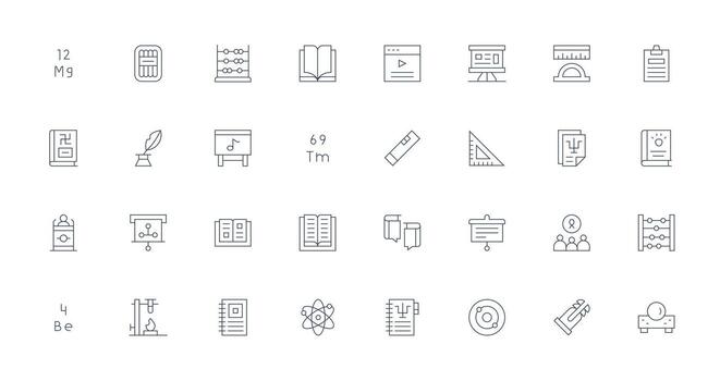 Education Visual Pack containing 32 Thin Line Icons Icons Built for Visual Consistency Pack vector