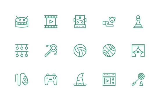 15 Icons for Play in Regular Line Format Interface Icons for Daily Use vector