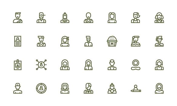 28 Icons for Individual in Bold Line Format Simple Icons for Interface and Wireframes vector