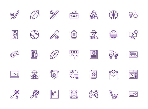 35 Icons for Player in Regular Clean Line Format Icon Set for Web vector