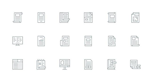 sobresalir icono conjunto con 18 mínimo línea gráficos sensible icono conjunto para flexible diseños vector