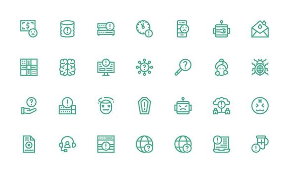 Problem Icon Set with 28 Bold Line Graphics Essential Icon Collection vector