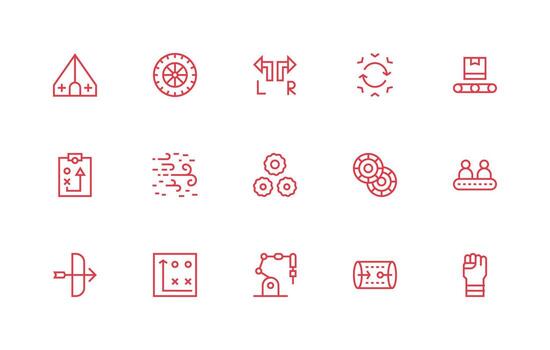 15 Movement Icons in Regular Line Aesthetic Customizable Icon Series for Mobile Screens vector