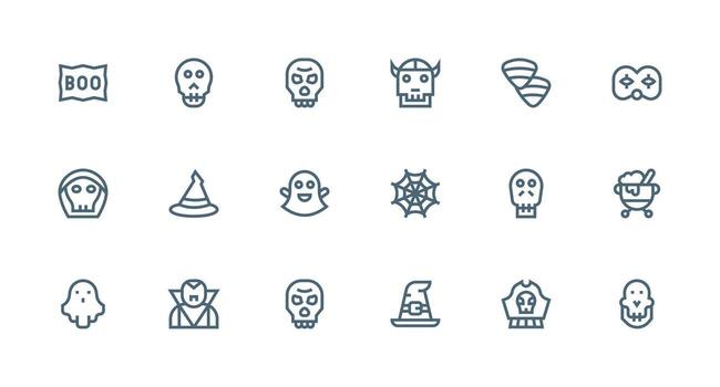 18 íconos para escalofriante en fuerte carrera línea formato multi-estilo íconos para creativo proyectos vector