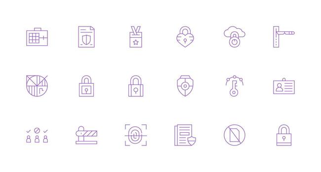 Access Control Visual Pack containing 18 Minimal Line Icons Compact Icon Set vector