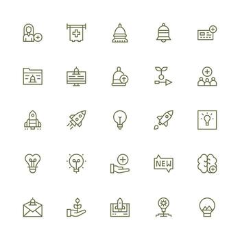 New Design Icons featuring 25 in Medium Stroke Outline Style UI-Ready Icon Collection vector