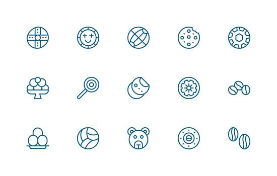 15 Regular Line Icons for Round Graphics Reliable Icons for All Interfaces vector