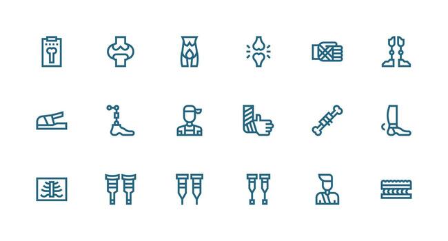 Orthopedic Set with 18 Strong Stroke Line Icons Well-Structured Icons for Creative Use vector