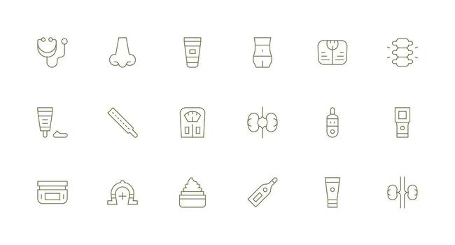 Body featuring 18 Icons in Minimal Line Design Scalable Icons for All Themes vector