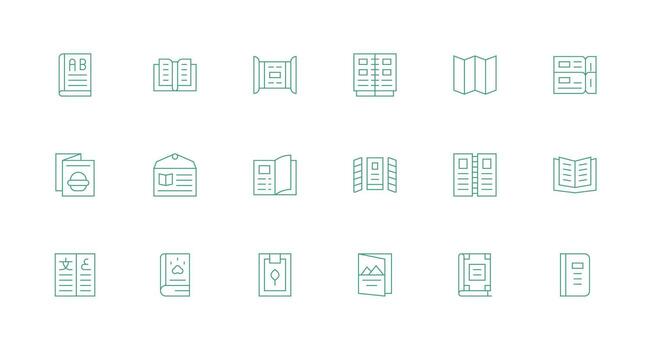 18 mínimo línea íconos para folleto gráficos ligero icono serie vector