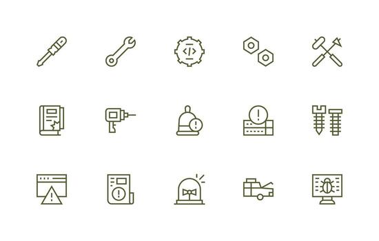 15 Regular Line Icons for Fix Graphics App Icon Pack vector