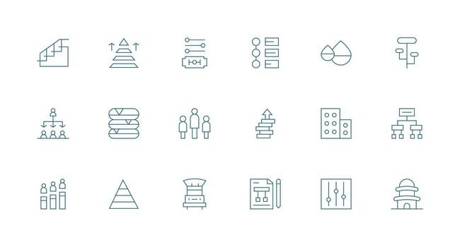 18 mínimo línea íconos para niveles gráficos rápido acceso íconos para ui desarrollo vector