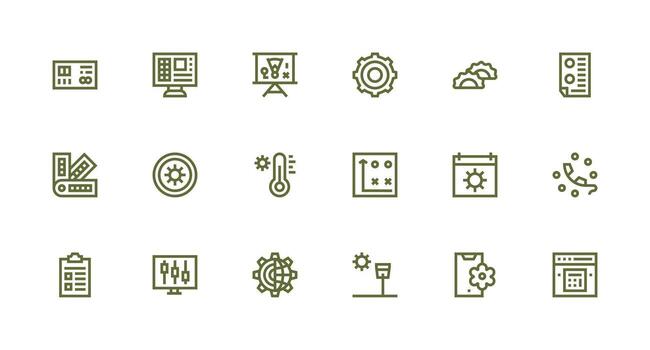 Strong Stroke Line Icons from Options Set with 18 Vectors Full Icon Library for UI Designers
