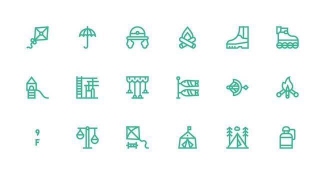 Strong Stroke Line Icons from Outdoor Activity Set with 18 Vectors Web and App Icon Pack Collection