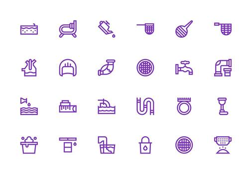 24 Thick Line Line Style Icons from Drain Collection Scalable Icons for All Themes vector
