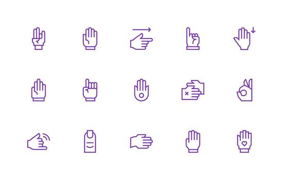 Gesture Icon Set with 15 Regular Line Graphics All Device Compatible Icon Set vector