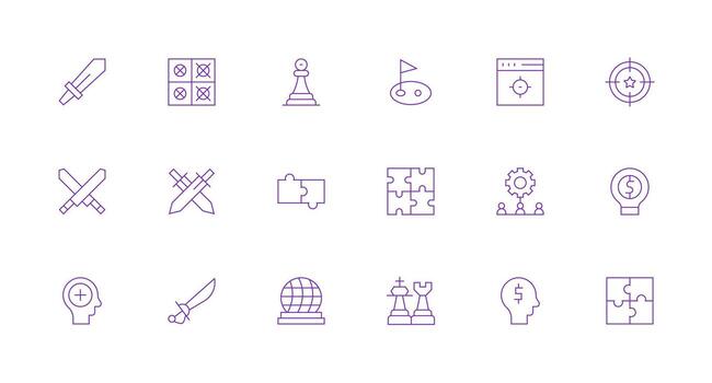 estrategia diseño íconos presentando 18 en mínimo línea estilo moderno icono conjunto vector