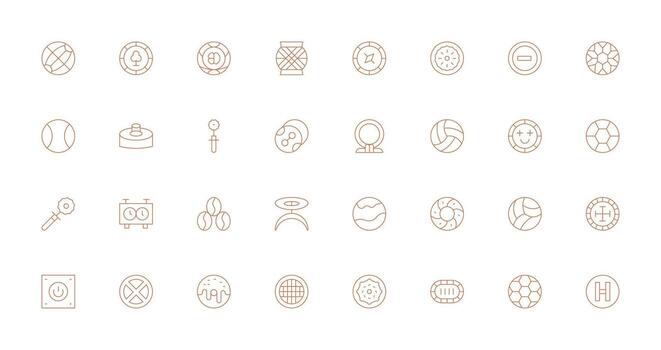 Round Design Icons featuring 32 in Thin Line Style Icon Set for Apps vector