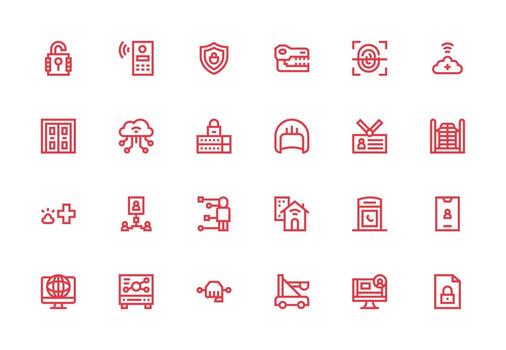 24 grueso línea línea diseños para acceso íconos usuario interfaz íconos para digital productos vector