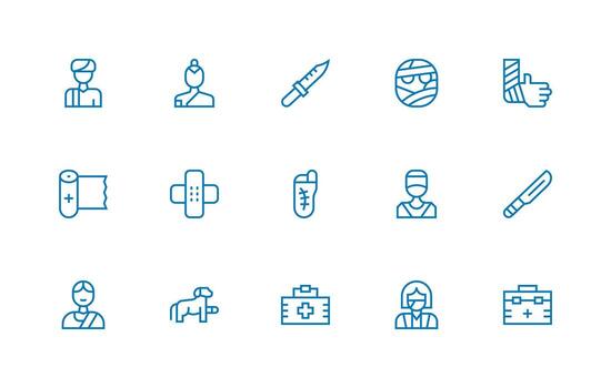 Bandage Icon Collection with 15 Regular Line Designs Full Icon Library for UI Designers vector