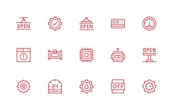 Operational Icon Collection with 15 Regular Line Designs Basic Icon Series vector