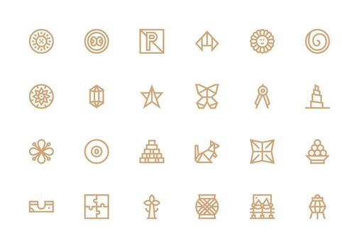 24 Thick Line Line Style Icons from Geometric Collection Sharp Icons for Presentations vector