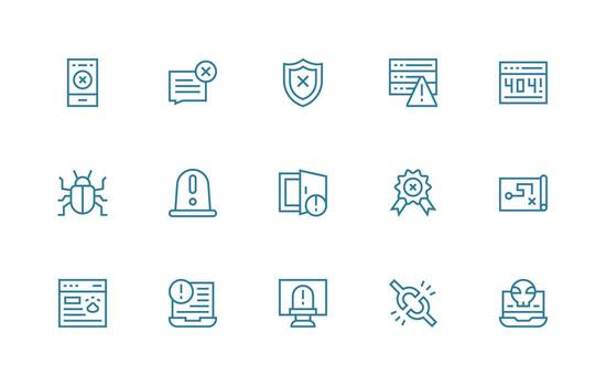 error visual paquete conteniendo 15 regular línea íconos icono paquete vector