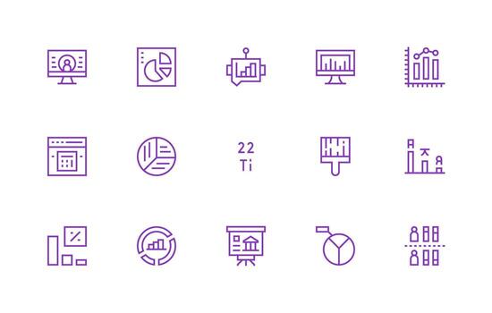 Data Visualization including 15 Regular Line Illustrations UI-Ready Icon Collection vector