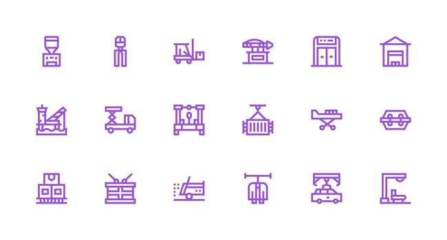 Unloading Design Icons featuring 18 in Strong Stroke Line Style Icon Collection Set vector